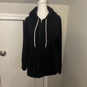 Gap Women’s Black Zipper Hoodie Sweatshirt Large Long Sleeve Cotton Blend